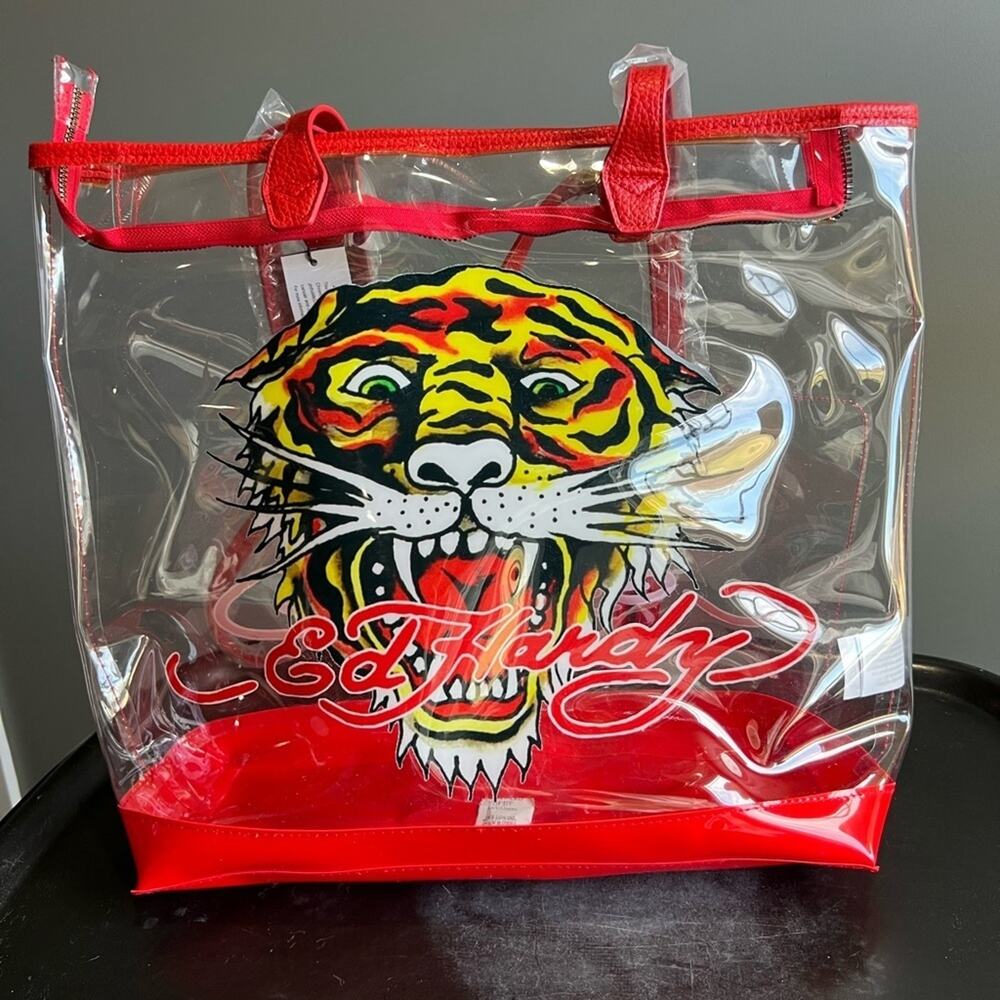 Ed Hardy Red Tiger Transparent PVC Tote Bag